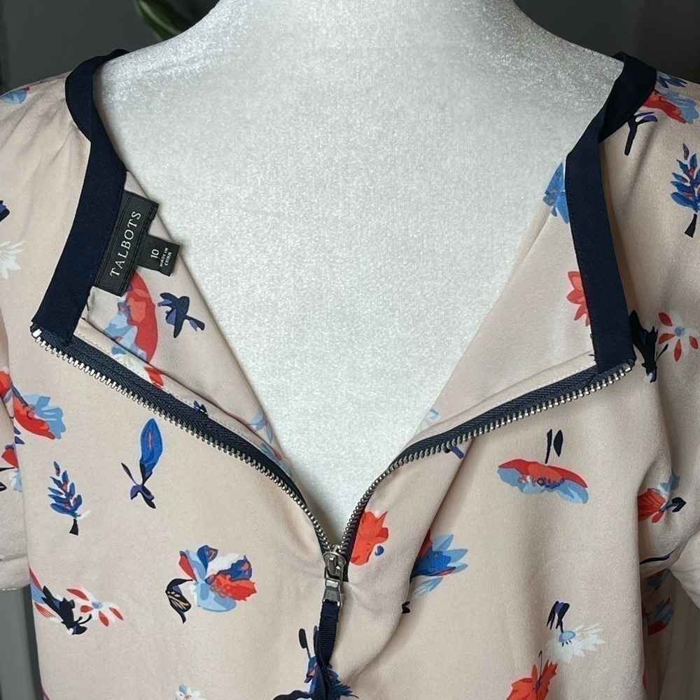 Talbots Floral Career Work Blouse Short Sleeves Size 10 - Picture 10 of 10